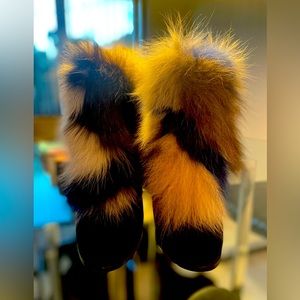 Stuart Weitzman Tie Dye Fox Fur Boots